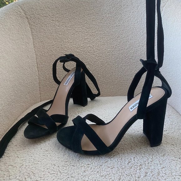 Steve Madden Black Suede Tie Up “Christey” Heels - Picture 2 of 3